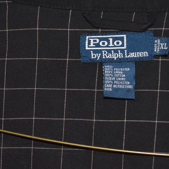 Vintage 90s Polo Ralph Lauren Mens XL Black Plaid Lined Full Zip Up Jacket - Picture 4 of 5